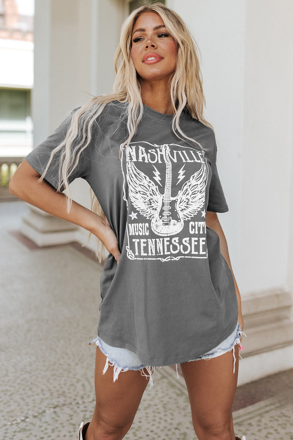 Guitar Slogan Oversized Tee