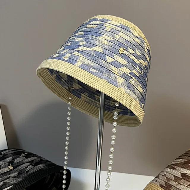Straw Pearl Bucket Hat