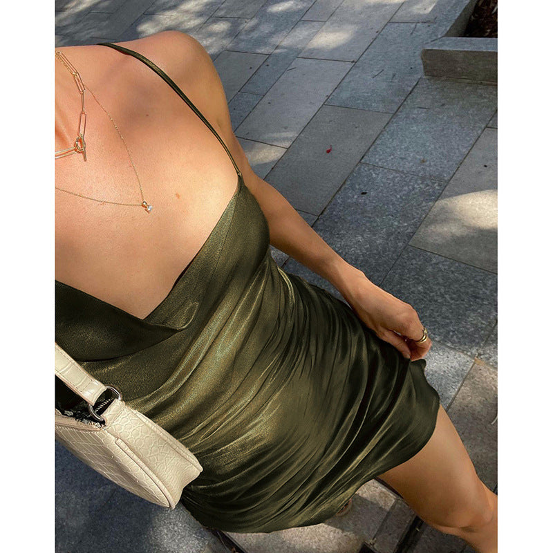 Asymmetric Satin Slip Dress