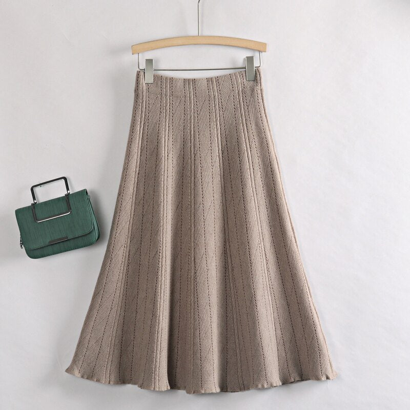 Knitted Pleated A Line Skirt