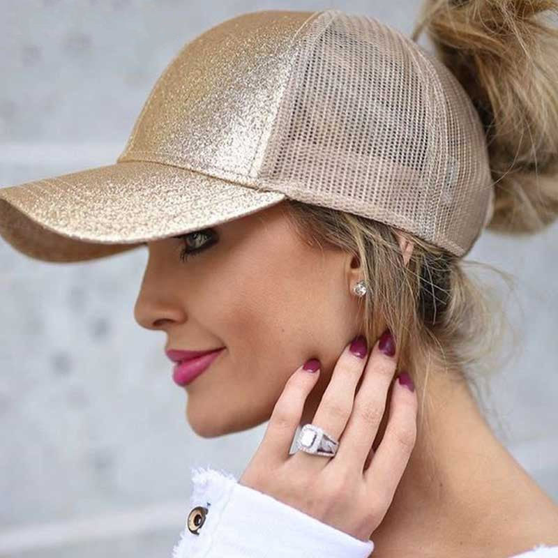 Glitter Ponytail Trucker Cap
