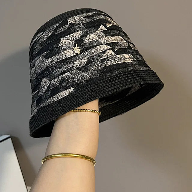 Straw Pearl Bucket Hat