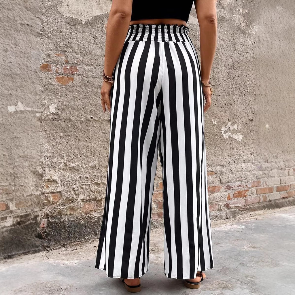 Striped Wide Leg Linen Pants