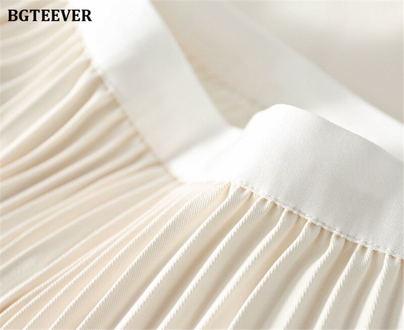 High Waist Pleated Midi Skirt