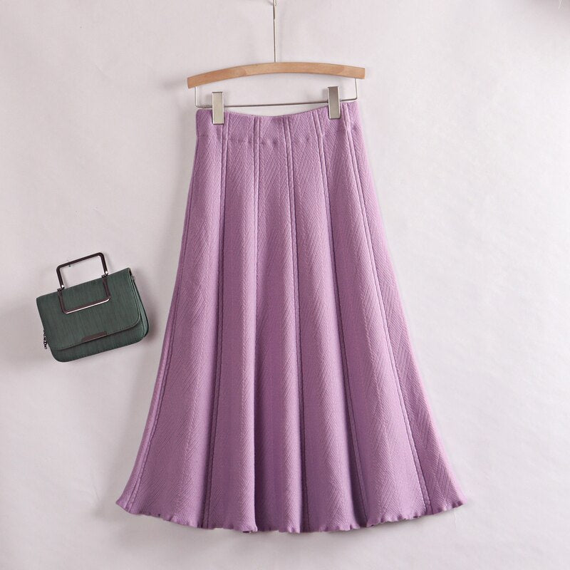 Knitted Pleated A Line Skirt