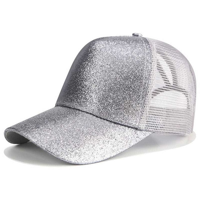 Glitter Ponytail Trucker Cap