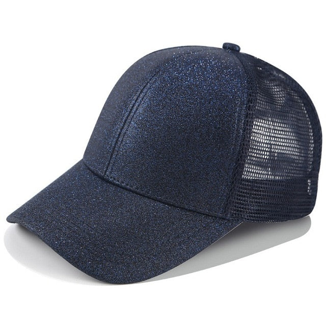 Glitter Ponytail Trucker Cap