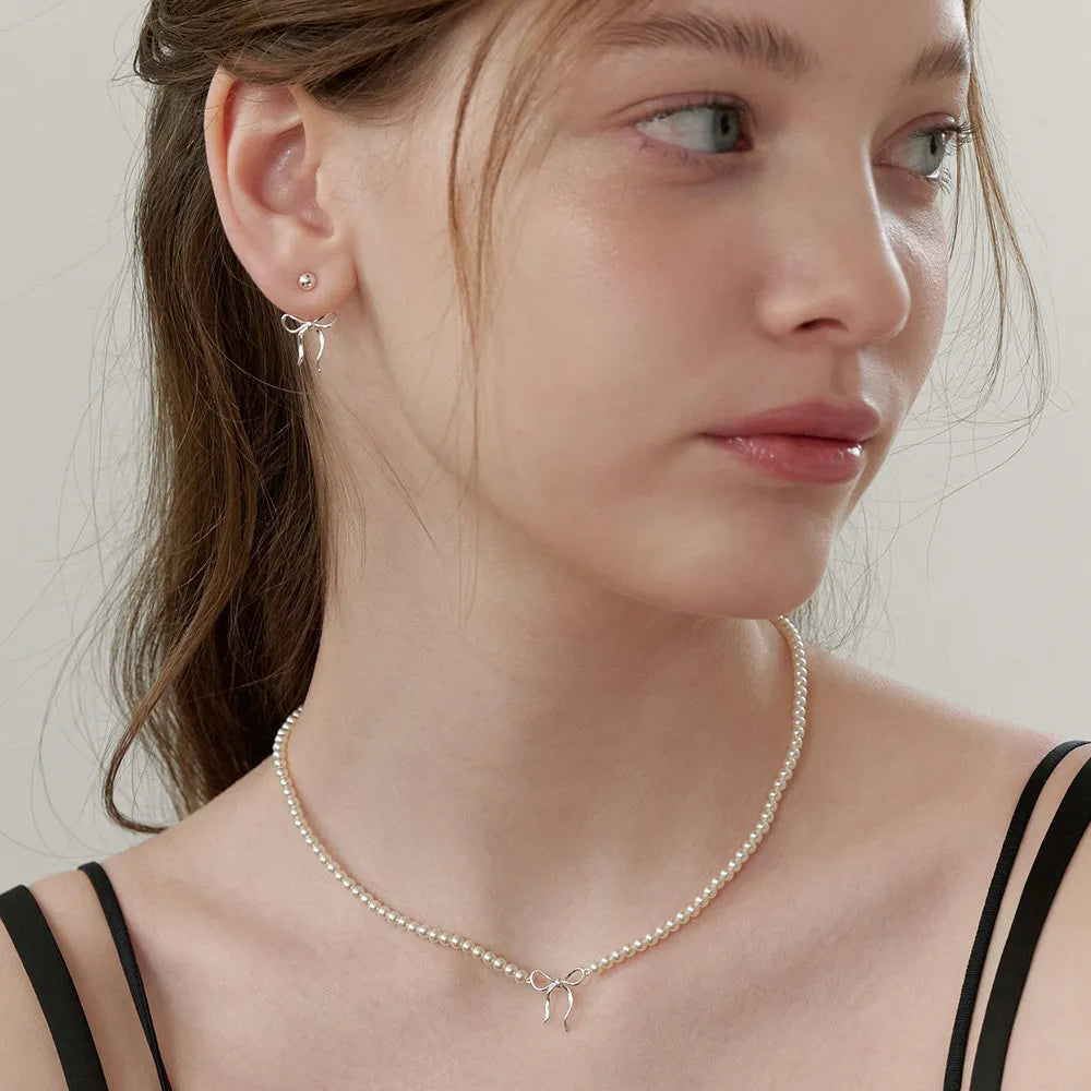 Copper Pearl Bow Necklace