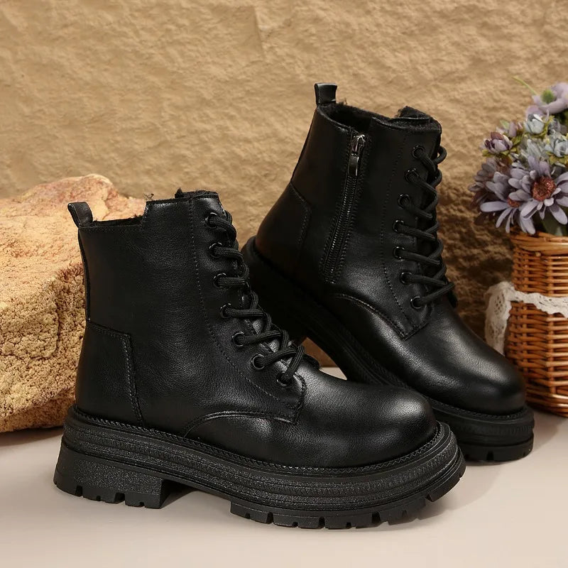 Thick Sole Ankle Combat Boots