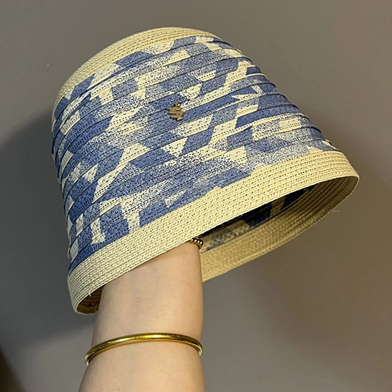 Straw Pearl Bucket Hat