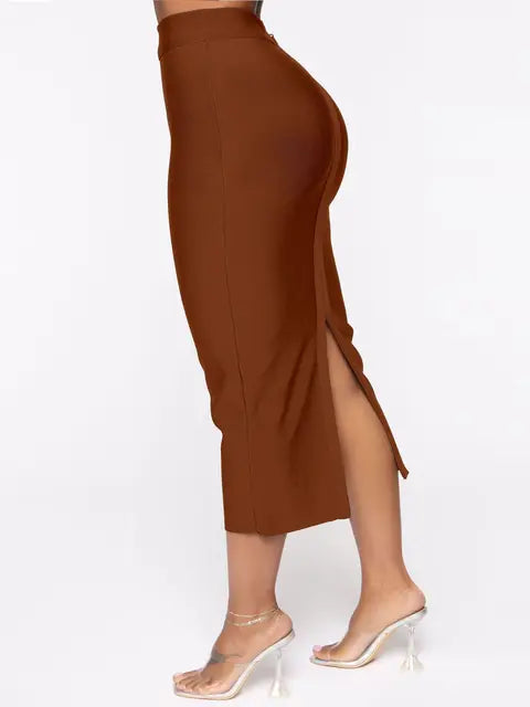 Open Fork Bandage Midi Skirt