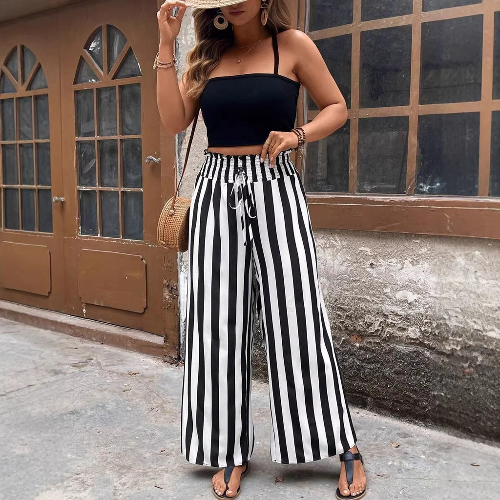 Striped Wide Leg Linen Pants
