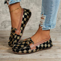 Floral PU Leather Loafers