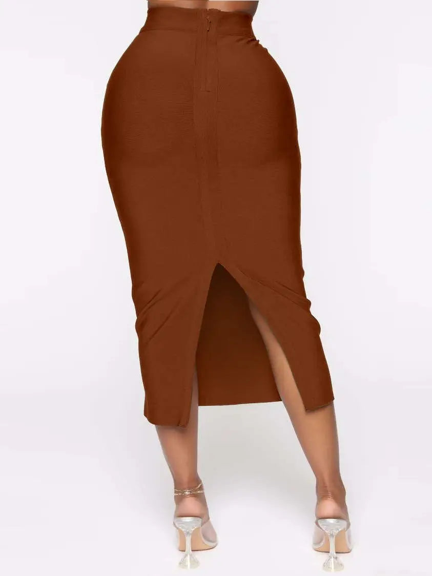 Open Fork Bandage Midi Skirt