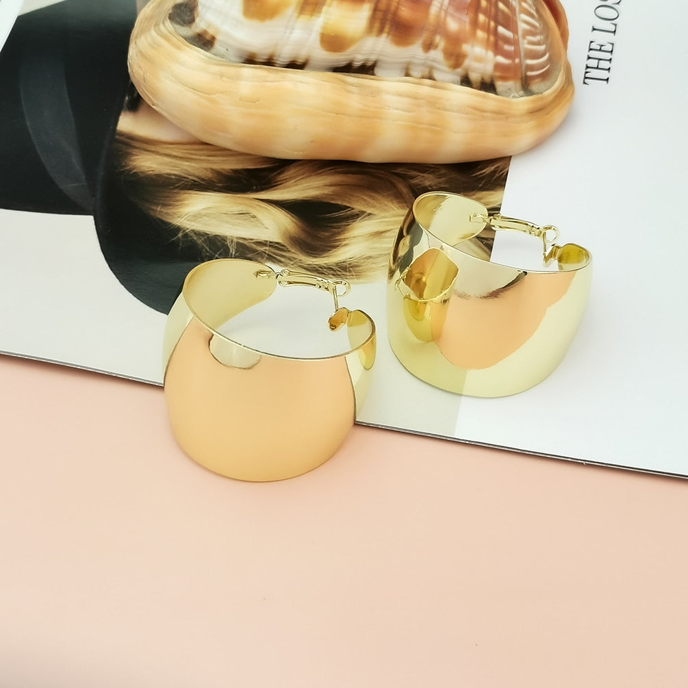 Wide Chunky Hoop Earrings