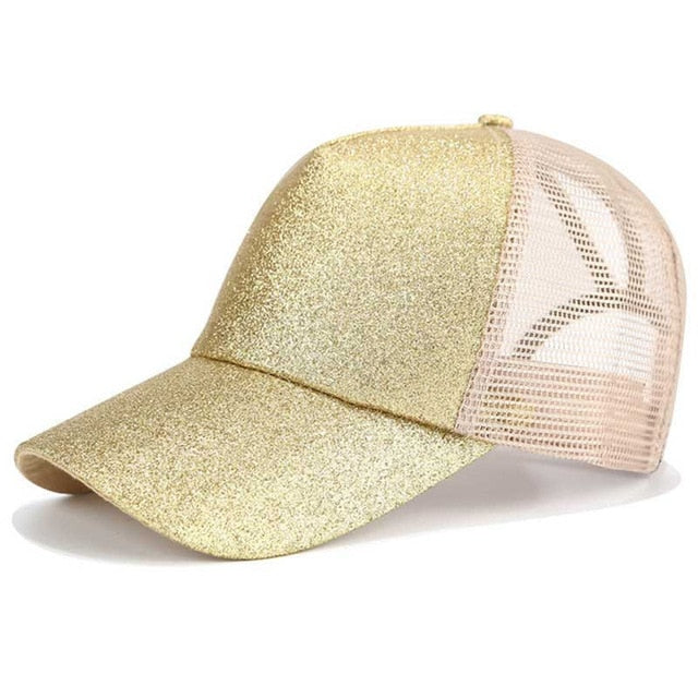 Glitter Ponytail Trucker Cap