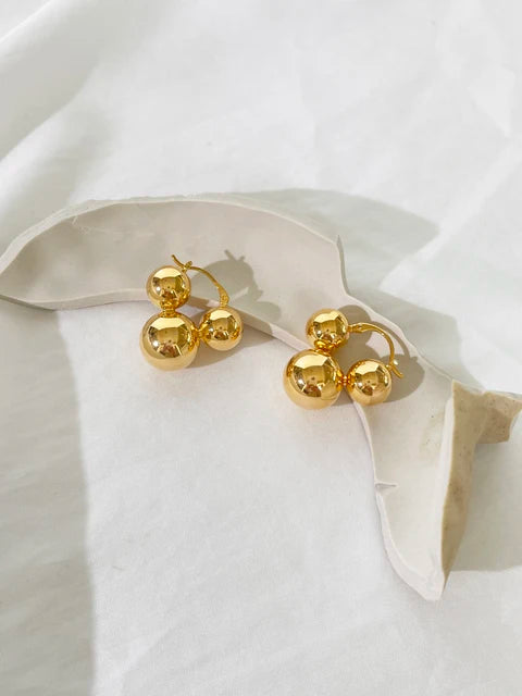 Chunky Triple Ball Hoop Earrings