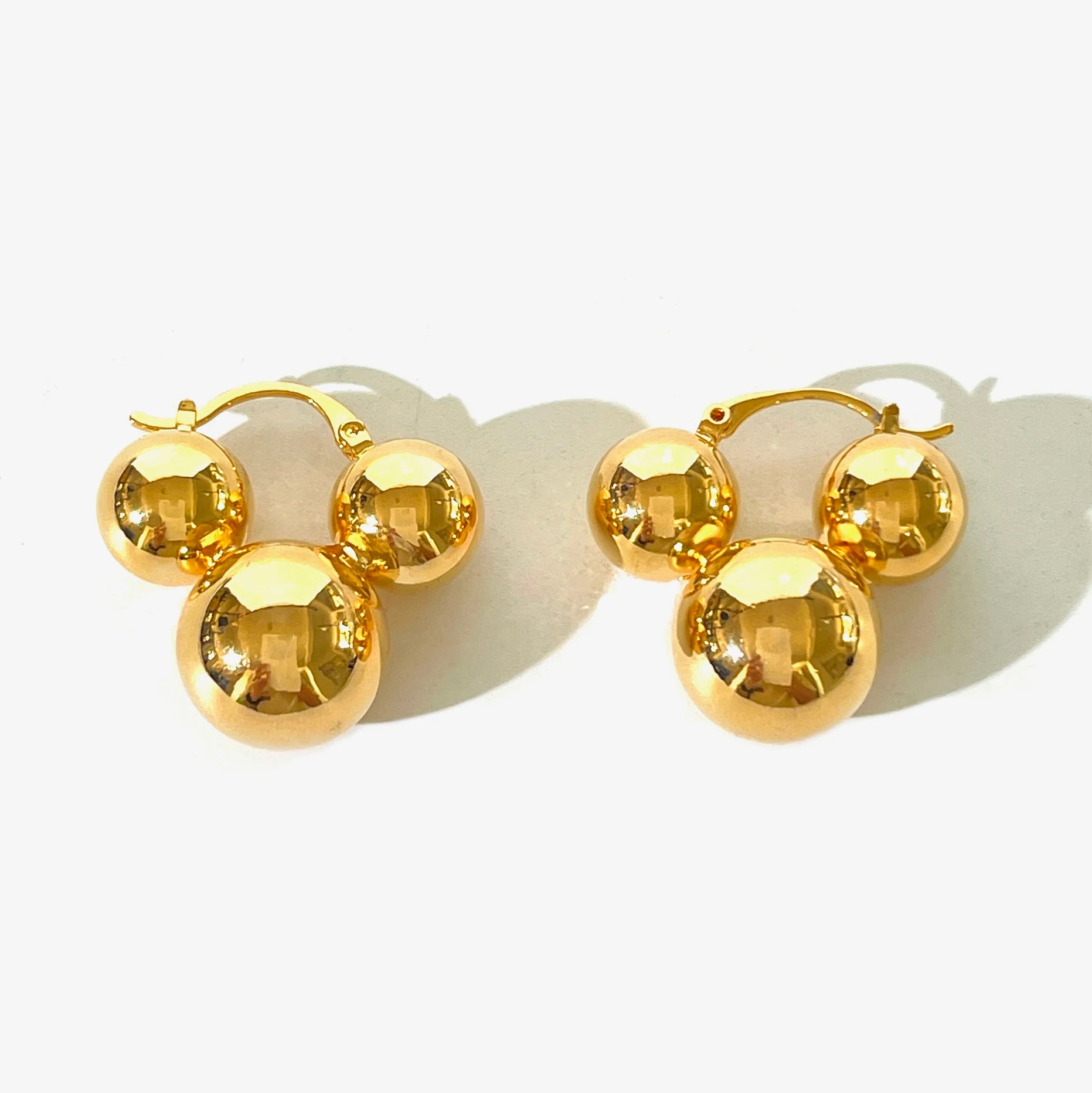Chunky Triple Ball Hoop Earrings