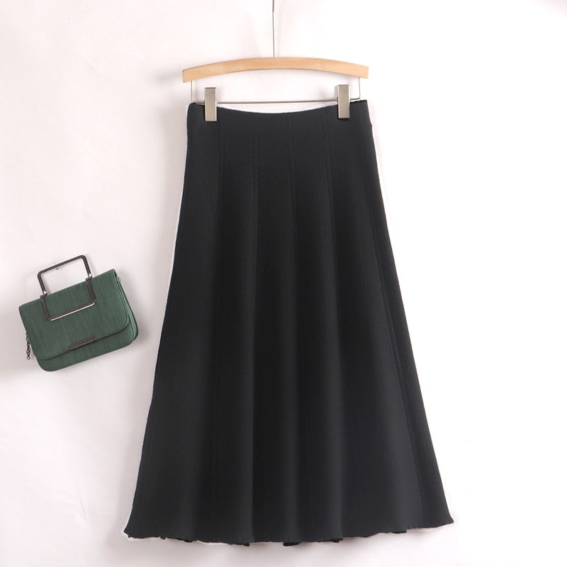 Knitted Pleated A Line Skirt