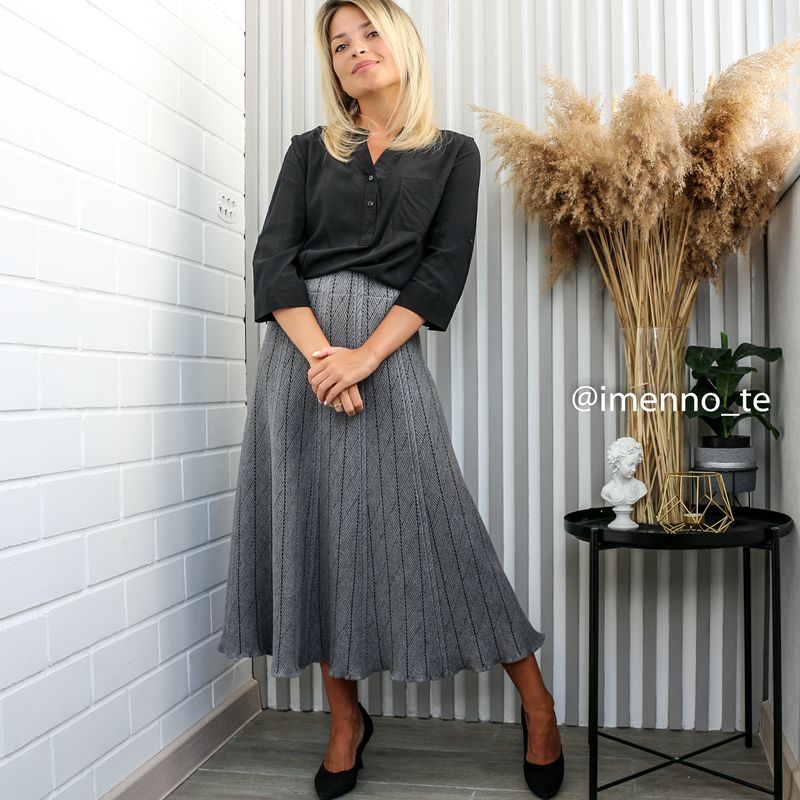 Knitted Pleated A Line Skirt