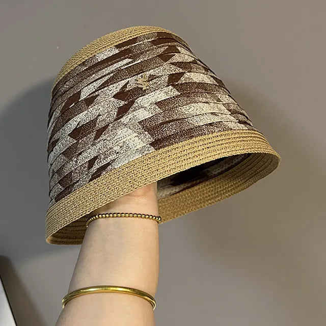 Straw Pearl Bucket Hat