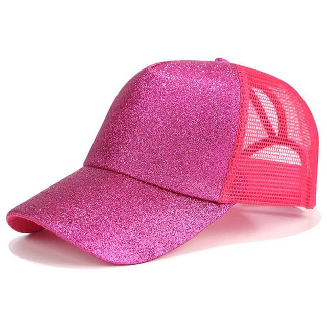 Glitter Ponytail Trucker Cap