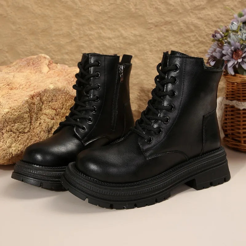 Thick Sole Ankle Combat Boots