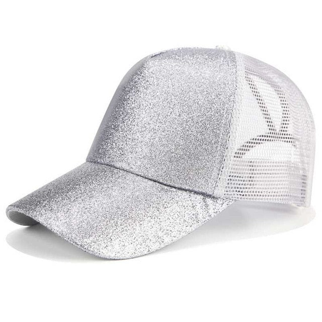 Glitter Ponytail Trucker Cap