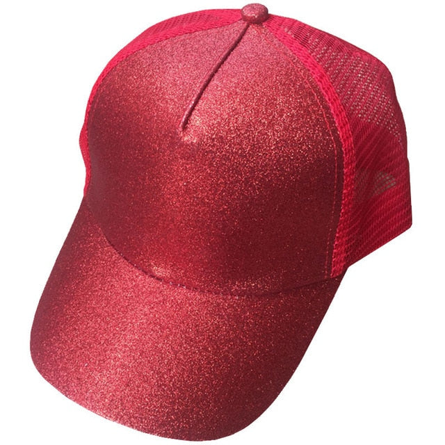 Glitter Ponytail Trucker Cap
