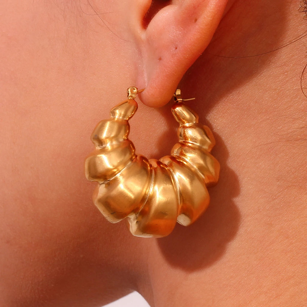Oversized Textured Hoop Earrings