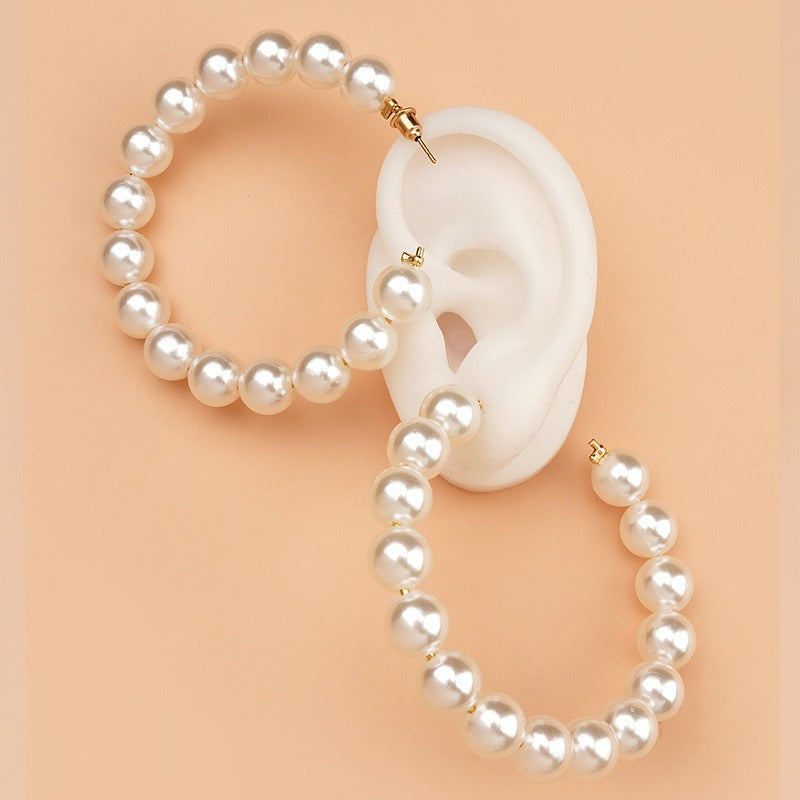Large Circle Pearl Earrings