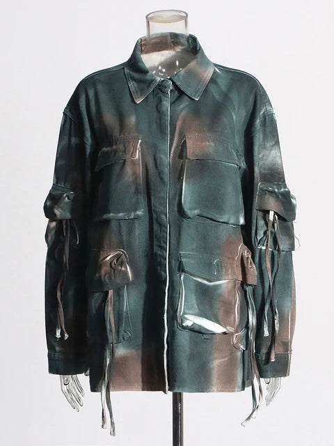 Camouflage Patchwork Denim Jacket