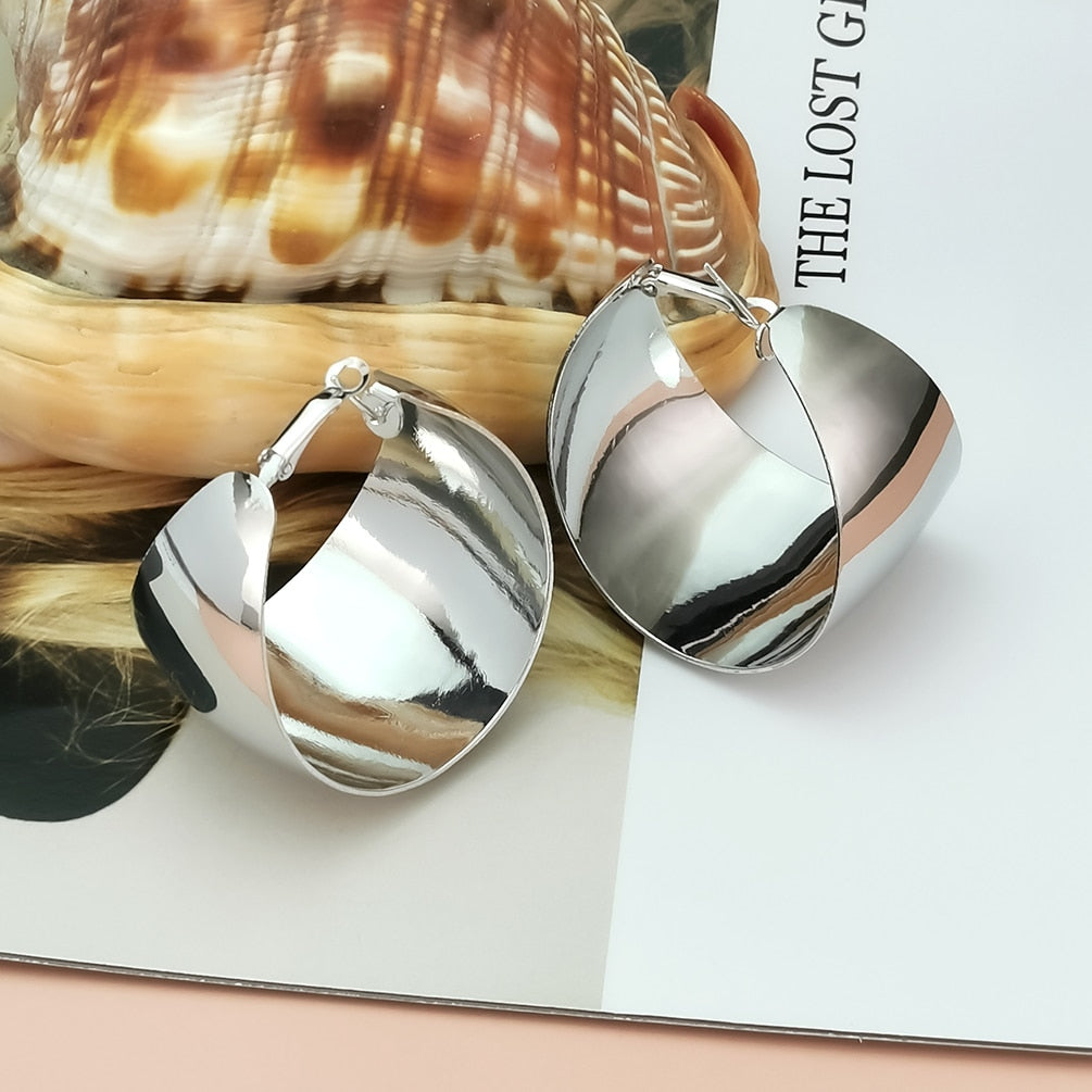 Wide Chunky Hoop Earrings