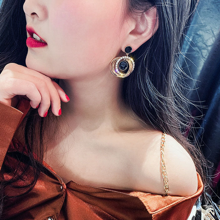Multi Layer Diamond Hoop Earrings
