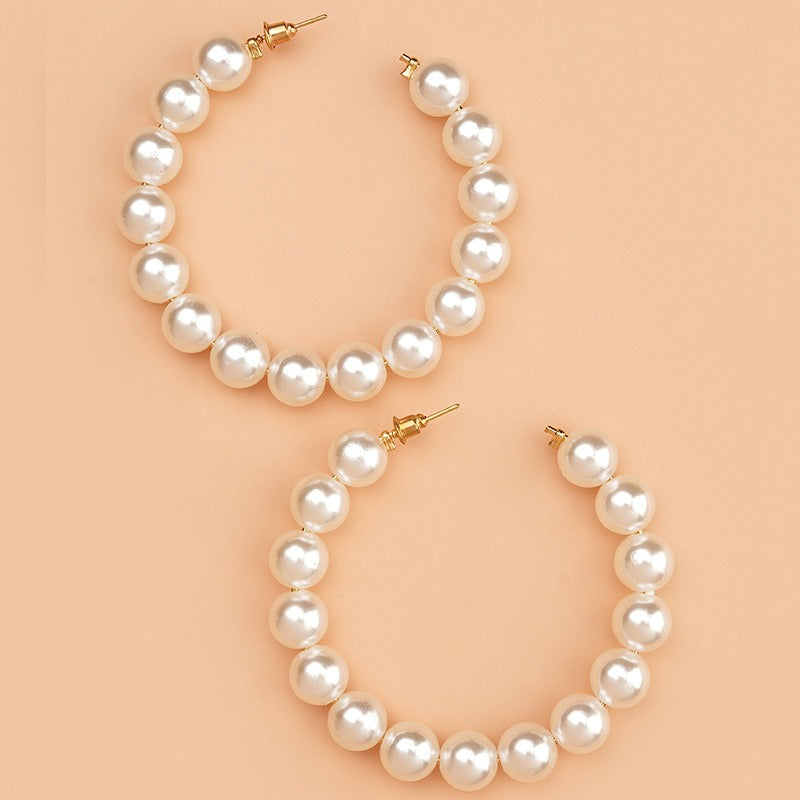 Large Circle Pearl Earrings