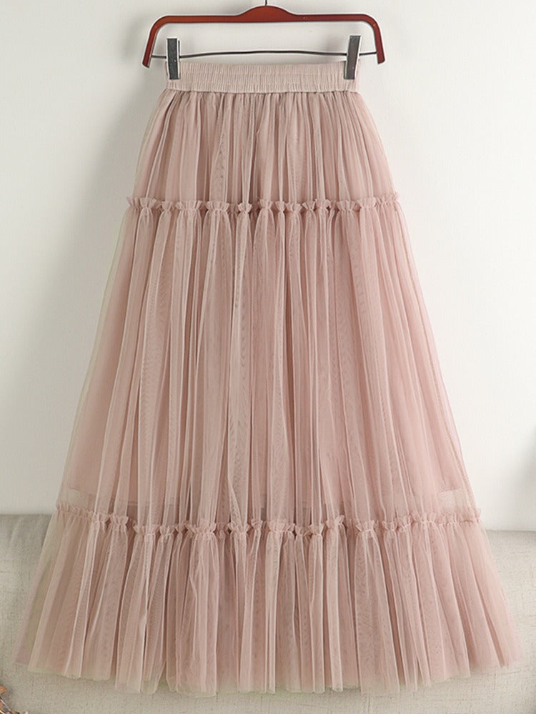 Tulle A Line Midi Skirt