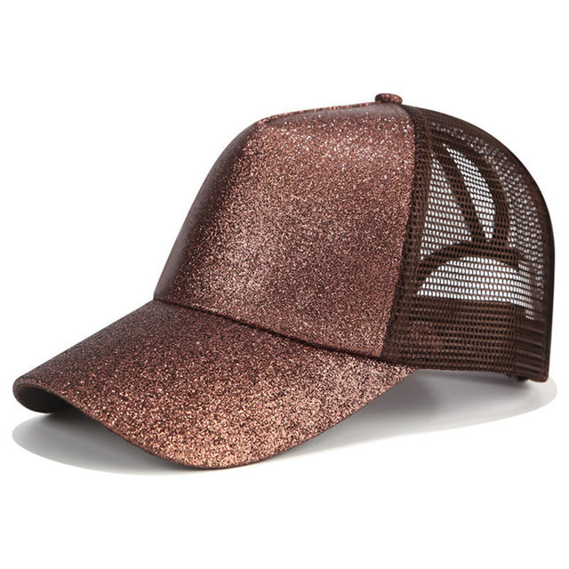 Glitter Ponytail Trucker Cap