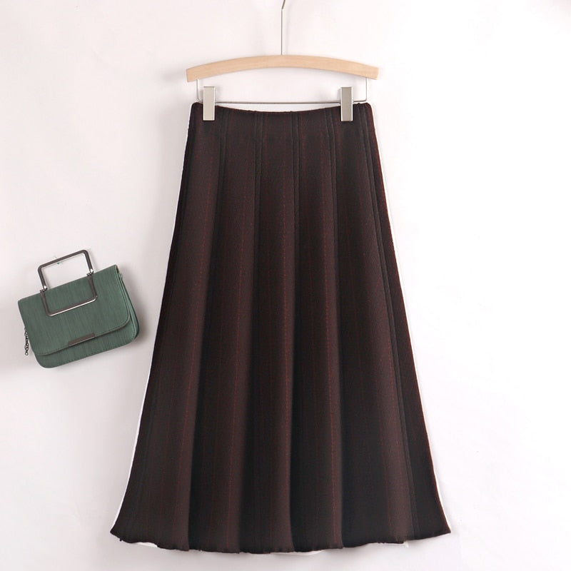 Knitted Pleated A Line Skirt