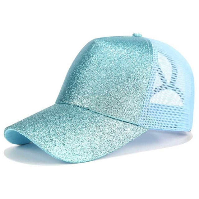 Glitter Ponytail Trucker Cap