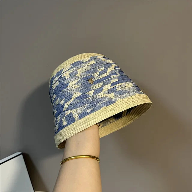 Straw Pearl Bucket Hat
