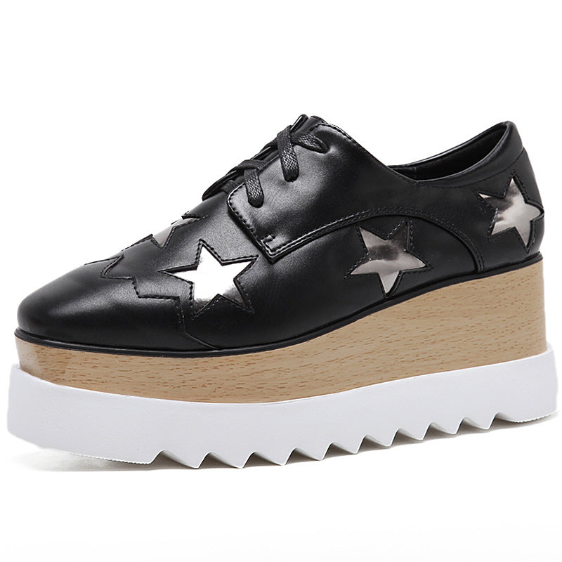 Leather Stars Lace Up Loafers