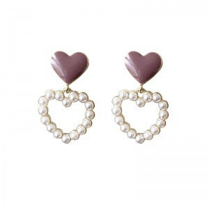 Peach Heart Pearl Earrings