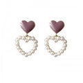 Peach Heart Pearl Earrings
