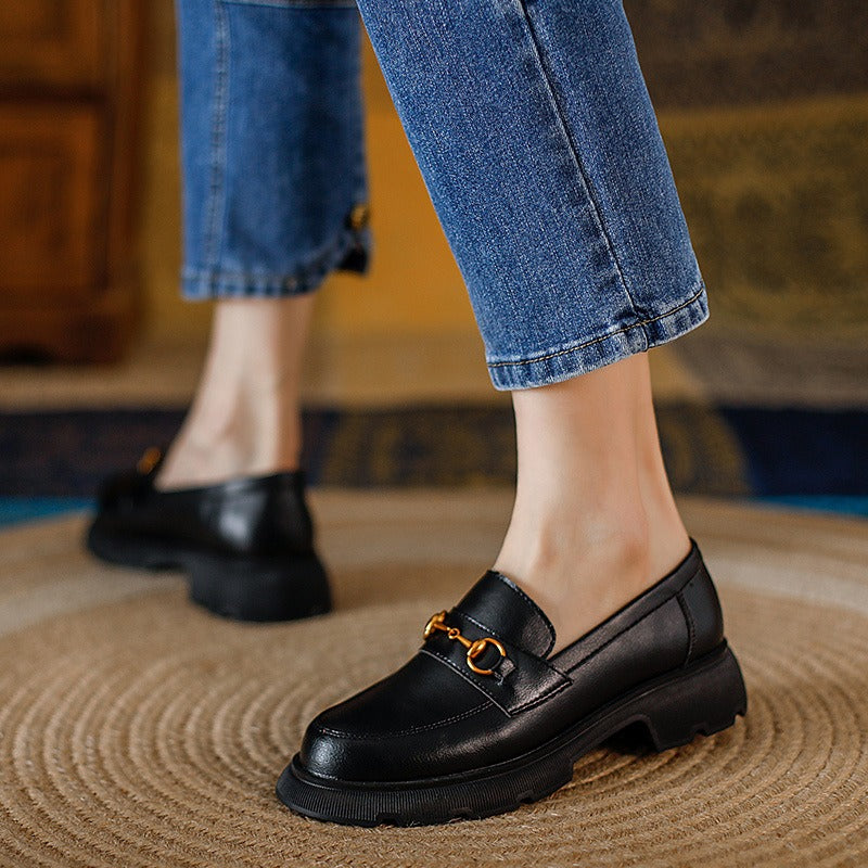 Thick Heel Mary Jane Loafers