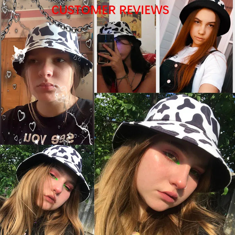Reversible Cow Pattern Bucket Hat